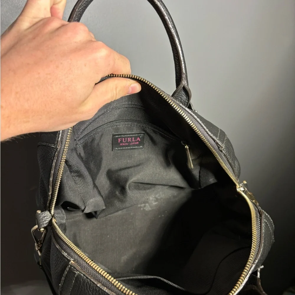 Furla Alba Pebbled Leather Satchel Crossbody Baby